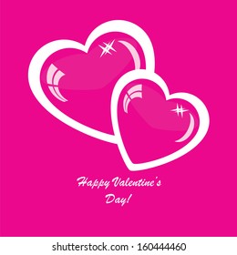 Valentine's background with two hearts on pink phone