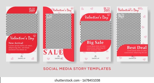 Valentine's  banner for social networks stories, vector illustration.