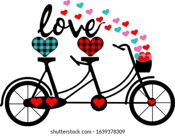 Valentine's bicycle with hearts. Vector