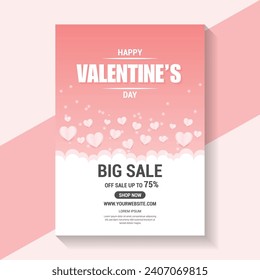 Valentine's Big Sale Background With Hearts And Stars