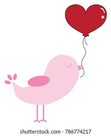 Valentines Bird with Balloon