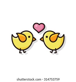 valentines bird doodle