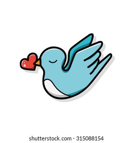 valentines bird doodle