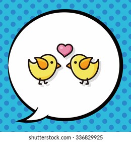valentines bird doodle, speech bubble