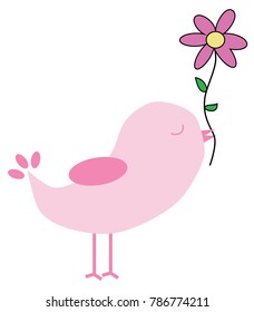 Valentines Bird with Flower