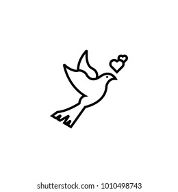 Valentines bird icon vector. with black color.