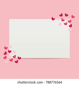 Valentines blank card on hearts background