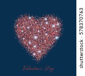 Valentines bokeh heart. Many of transparent red glitter in the shape of big heart. Design card scrapbook. Vector illustration eps10
