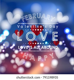 Valentine's bokeh romantic abstract background vector design