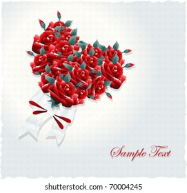 valentines bouquet with roses,vector heart
