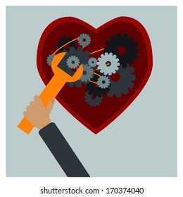 Valentines broken heart ,fix your heart .Vector Illustration