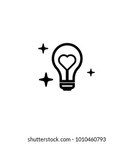 Valentine's bulb love icon. Black color icon