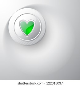 Valentines button heart green