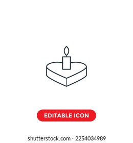 valentine's cake, birthday cake, wedding cake, romantic cake editable stroke icon, special valentine's icon