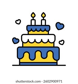 Valentines Cake vector filled outline icon. EPS 10 file