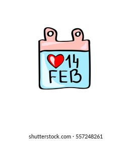 Valentine's calendar solid icon, 14 February valentine's day, vector graphics. Doodle