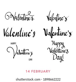 Valentine's Calligraphy set isolated on white background in valentines day