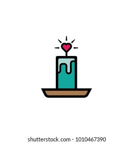 Valentines candle icon vector.