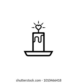 Valentines candle icon vector. black color icon isolated in white background
