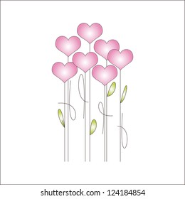 Valentines card background with flowers hearts