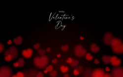 Valentine's Card Black And Dark Night Seamless Background With Red Bokeh Heart Shape
