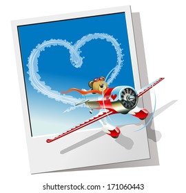 Valentines Card with Cartoon airplane