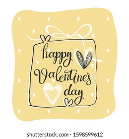 Valentine's card. Cartoon vector illustration  with hearts agd wish written by hand. Perfect for stickers, valentines, greeting cards and invitations.