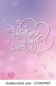 Valentine's Card with Custom Handwriting Calligraphic typography on a Purple Pink background. 