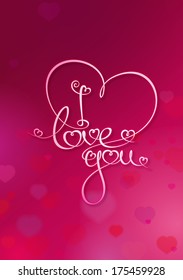 Valentine's Card with Custom Handwriting Calligraphic typography on a Rubie Red  background. 