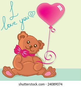 Valentine's card with cute bear