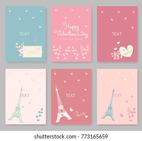 Valentine's card with Eiffel tower, symbol of Paris, France concept. Vector illustration.