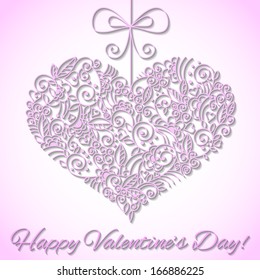 Valentine's card with elegant heart. Vector illustration