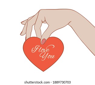 Valentine's card in female's hand