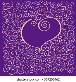 valentines card with heart and curl pattern