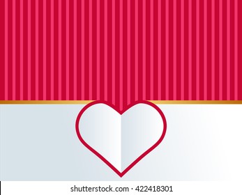 Valentines card with heart and line background.