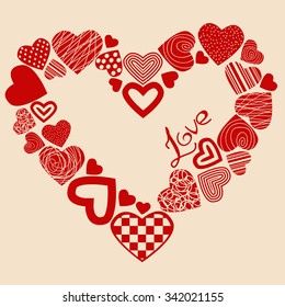 Valentine's card with hearts