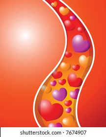 Valentines card with hearts