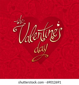 Valentines card with hearts background & calligraphy inscription