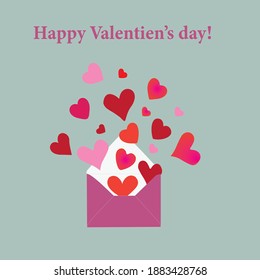 Valentine's card with hearts from envelope