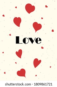 Valentines card with hearts and love phrase. Love card