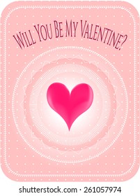 Valentines card with huge, pink heart on pink background