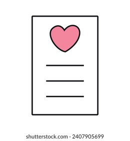 Valentine's card icon. Vector illustration. Isolated on white background.