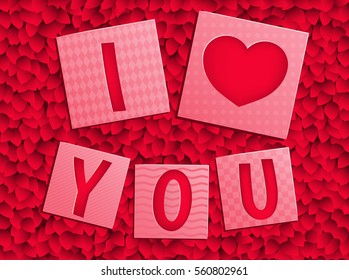 Valentine's card with the inscription I love you.Vector illustration.