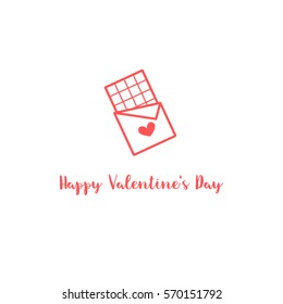 Valentine's Card Isolated Chocolate Bar