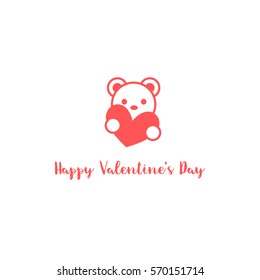 Valentine's Card Isolated Teddy Bear