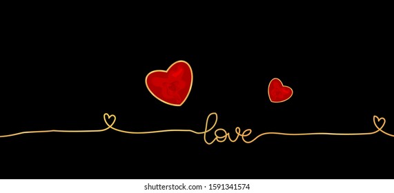 Valentines card with line heart and all you need is love phrase lettering. Textile graphic t shirt slogan print