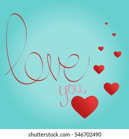 Valentines card with line heart and all you need is love phrase