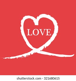 Valentines card with line heart and  love Vector Illustration