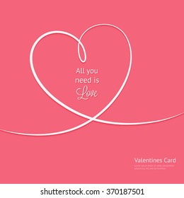 Valentines card with line hearts and all you need is love phrase