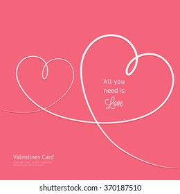 Valentines card with line hearts and all you need is love phrase